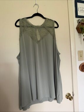 torrid Sage Green Lace Yoke Tank Top